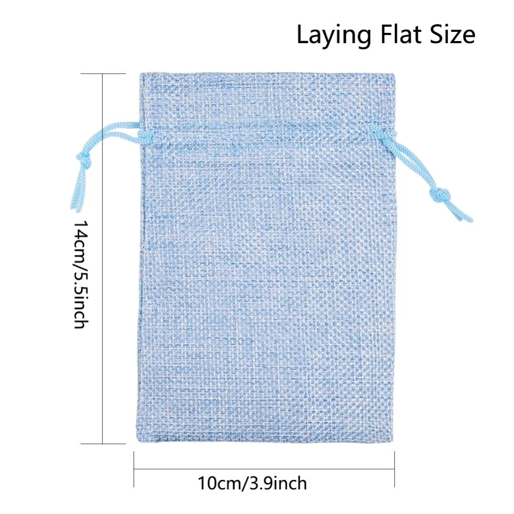 30 pc 30PCS 14x10cm Burlap Bags with Drawstring Jute Gift Bags Jewelry Pouchs for Wedding Party Treat and DIY Craft, LightSkyBlue