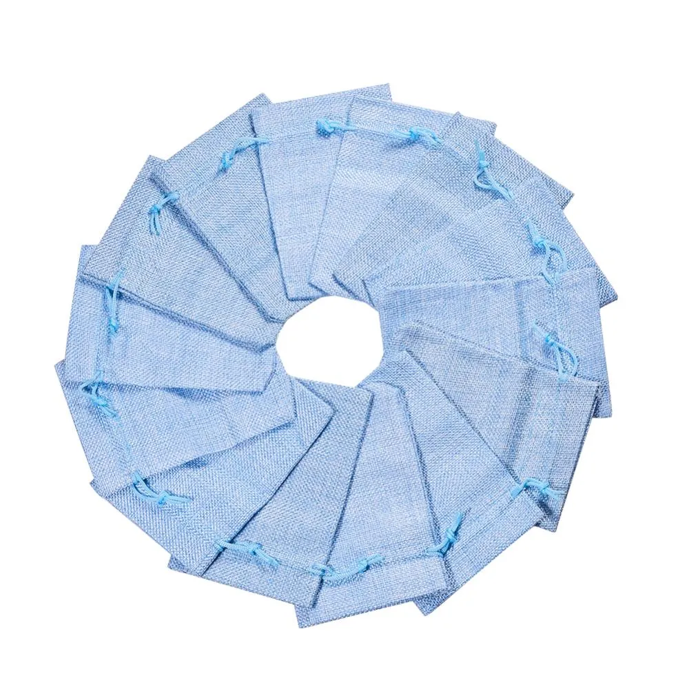 30 pc 30PCS 14x10cm Burlap Bags with Drawstring Jute Gift Bags Jewelry Pouchs for Wedding Party Treat and DIY Craft, LightSkyBlue