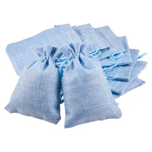 30 pc 30PCS 14x10cm Burlap Bags with Drawstring Jute Gift Bags Jewelry Pouchs for Wedding Party Treat and DIY Craft, LightSkyBlue