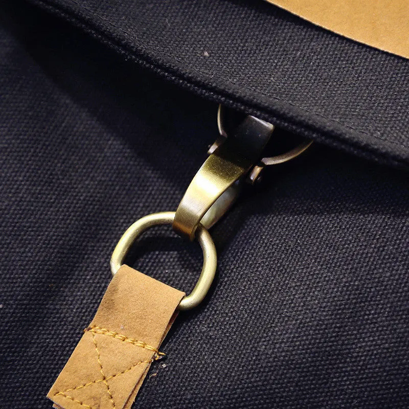 Belt Fastener Solid Color Canvas Backpack School Bag