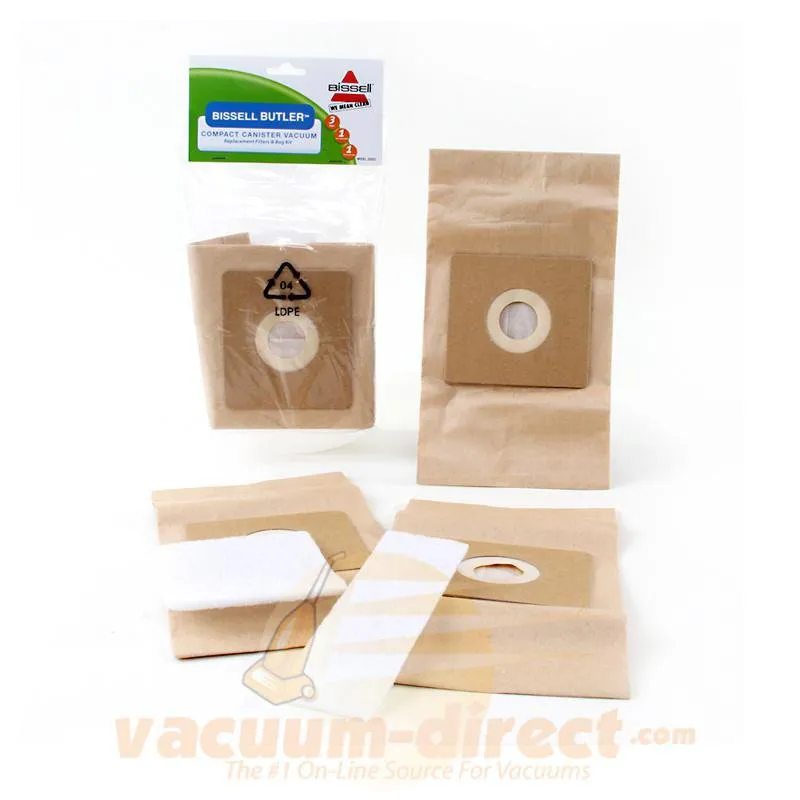 Bissell Butler Compact Canister and Propartner Vacuum Bag and Filter Set, 3 Bags & 2 Filters