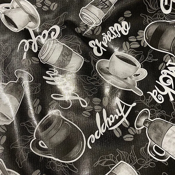 Black Coffee Oilcloth Fabric
