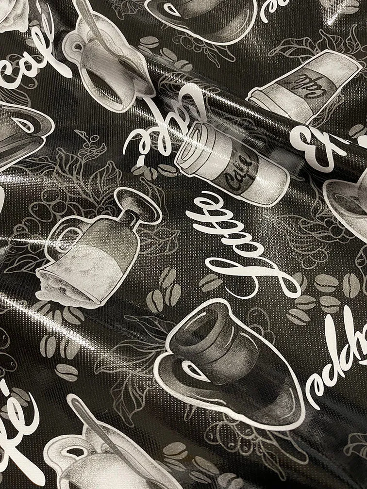 Black Coffee Oilcloth Fabric