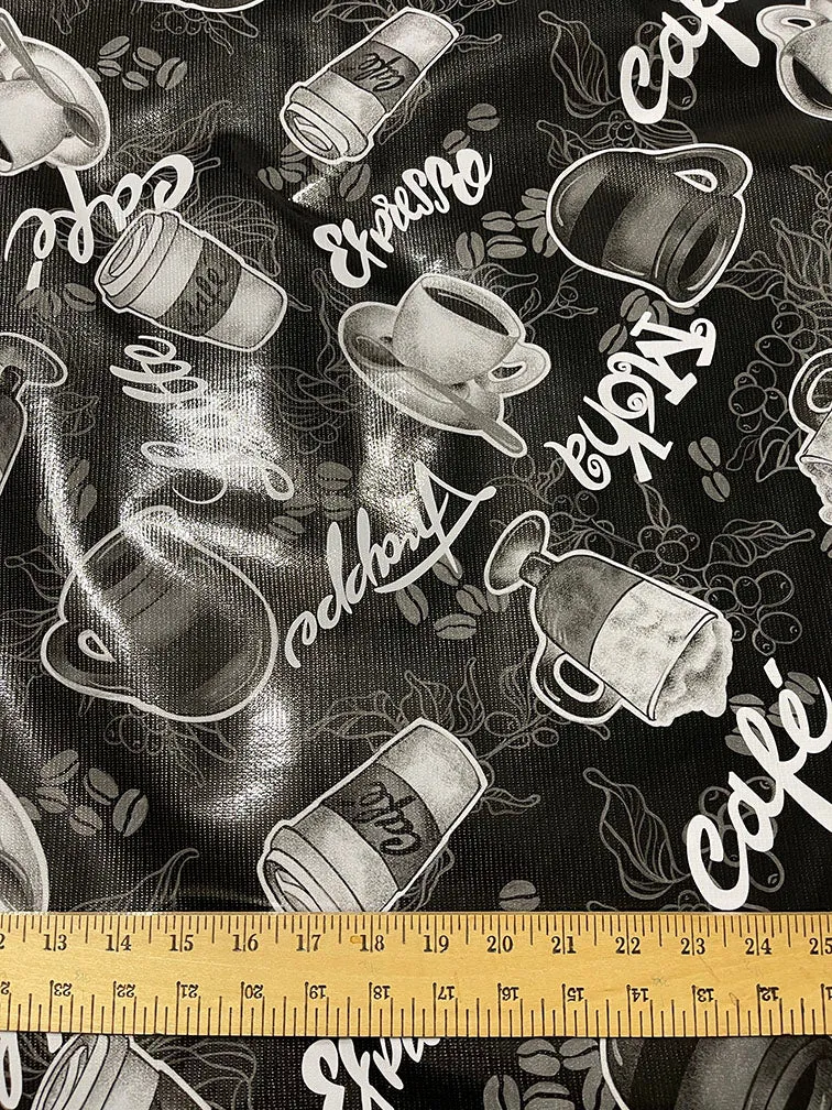 Black Coffee Oilcloth Fabric