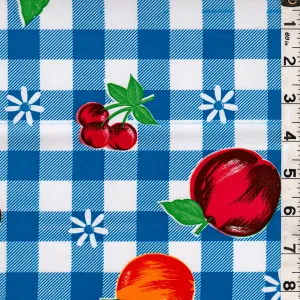 Blue Check Oilcloth Roll Fabric