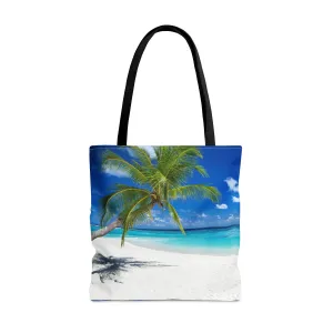 Blue Ocean White Sand Tote Bag
