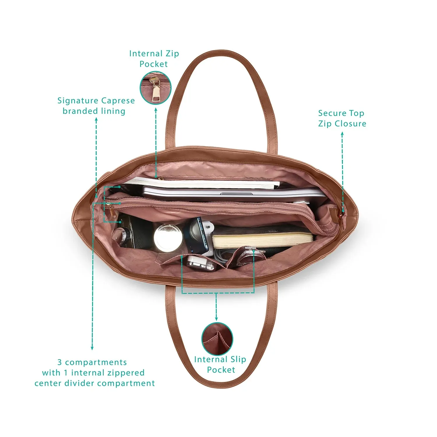 Caprese Addi Satchel Large Brown