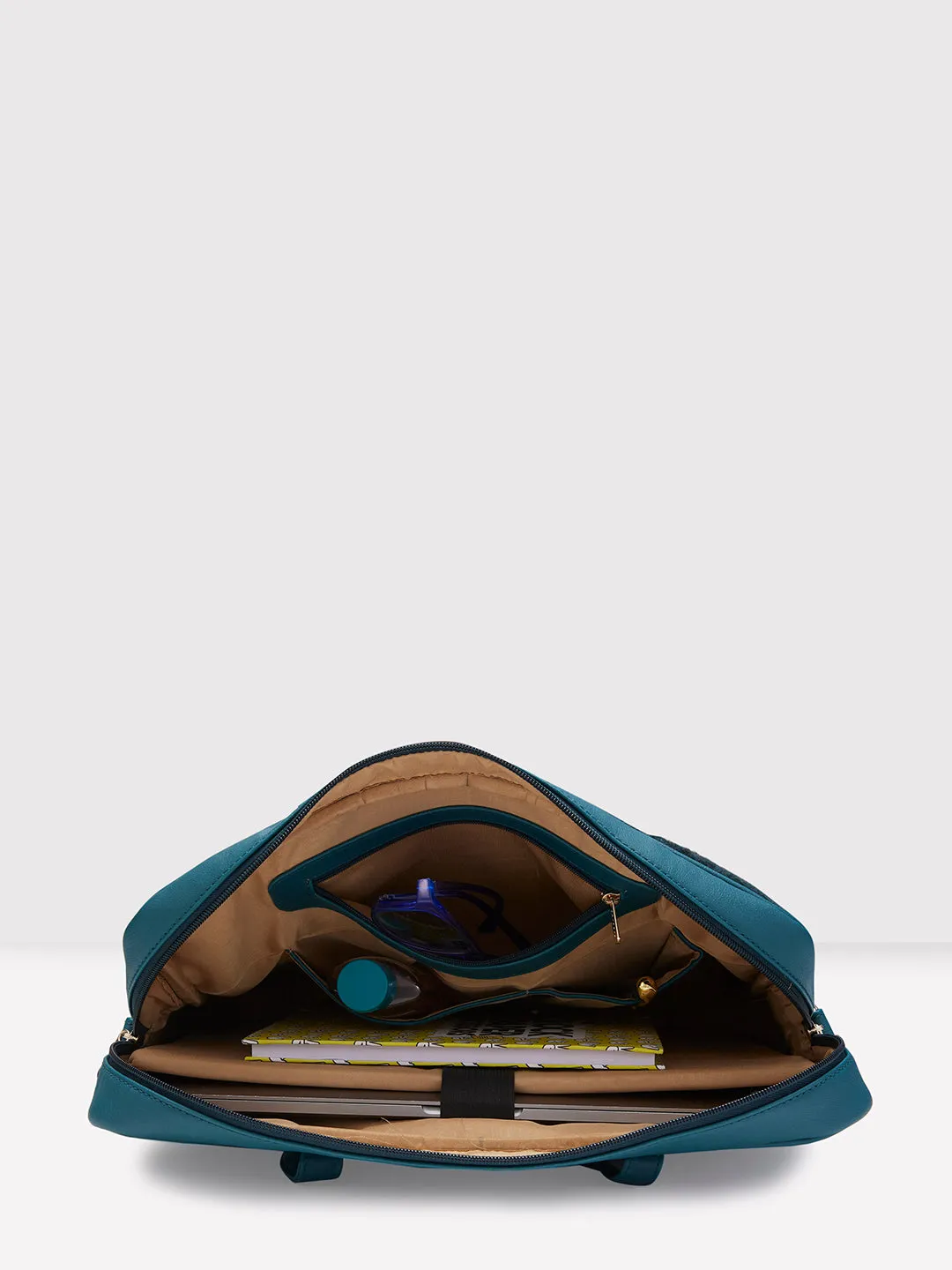 Caprese Tresna Embroidery Laptop Tote Handbag Green