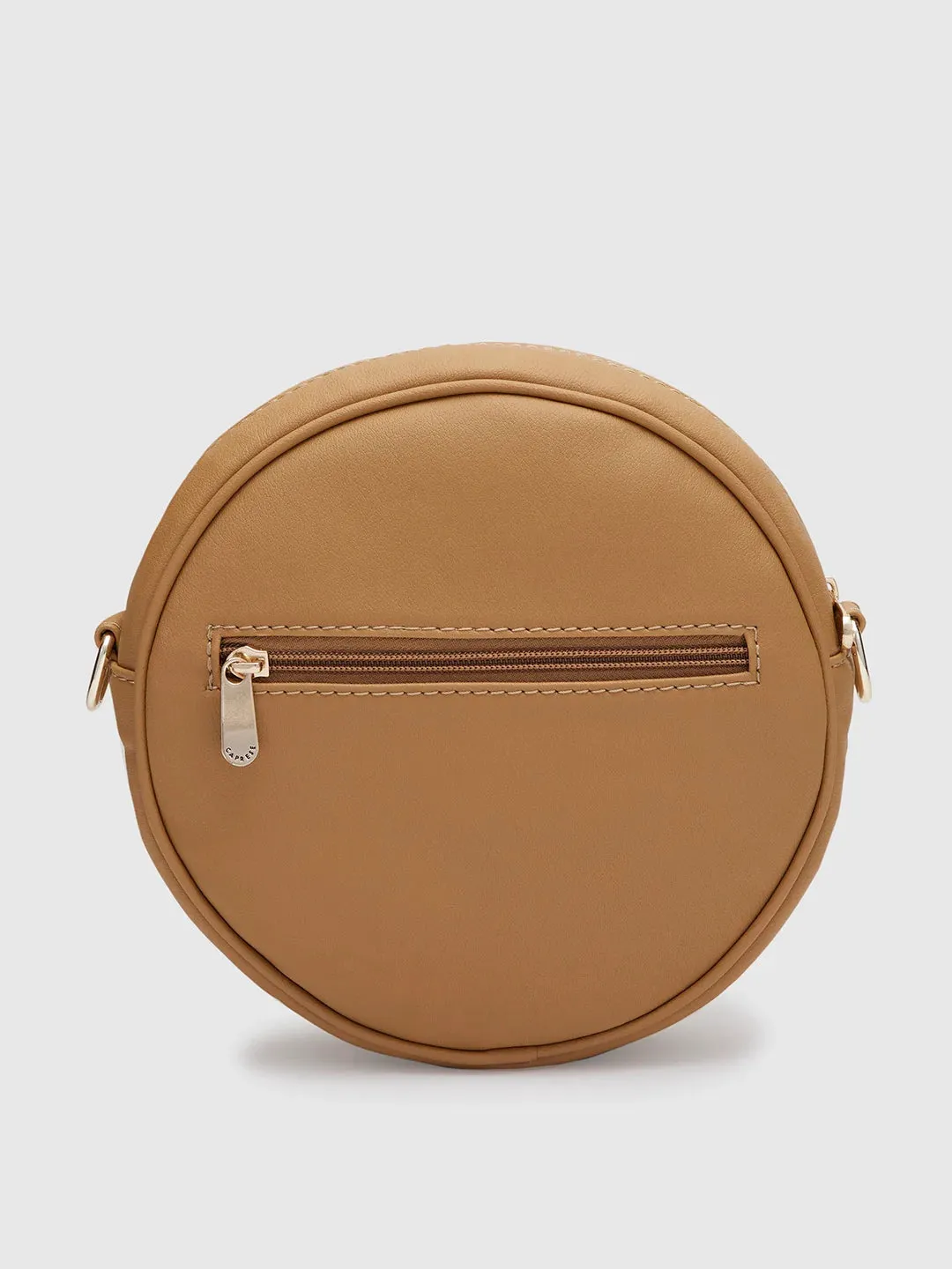 Caprese Tresna Embroidery Medium Sling Handbag Fawn