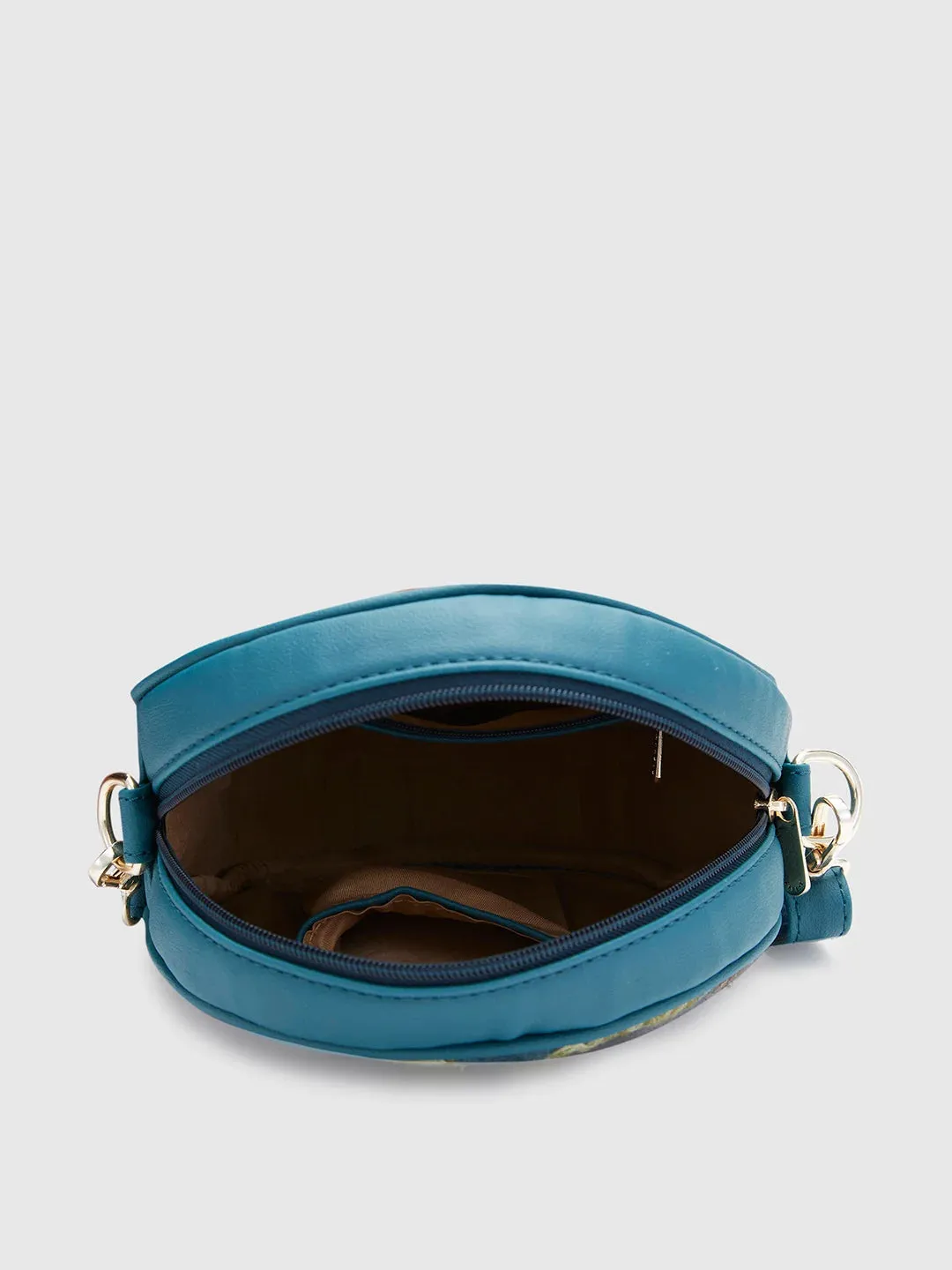 Caprese Tresna Embroidery Medium Sling Handbag Green