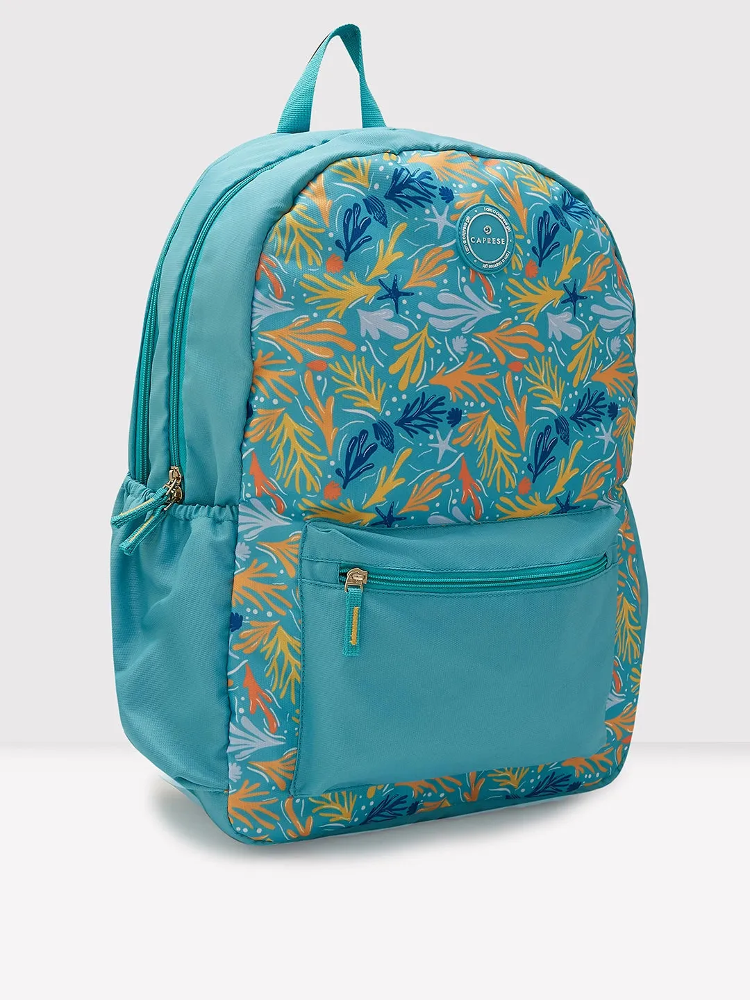 Caprese Xenia Laptop Backpack X Large Printed Turquoise