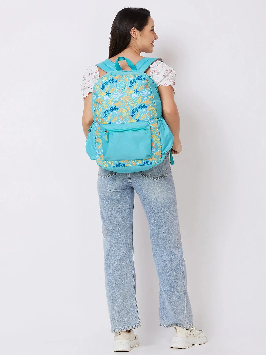 Caprese Xenia Laptop Backpack X Large Printed Turquoise