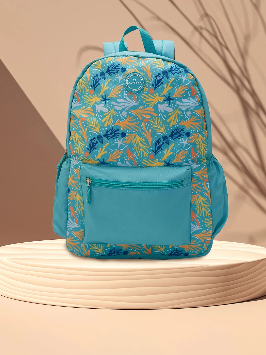 Caprese Xenia Laptop Backpack X Large Printed Turquoise