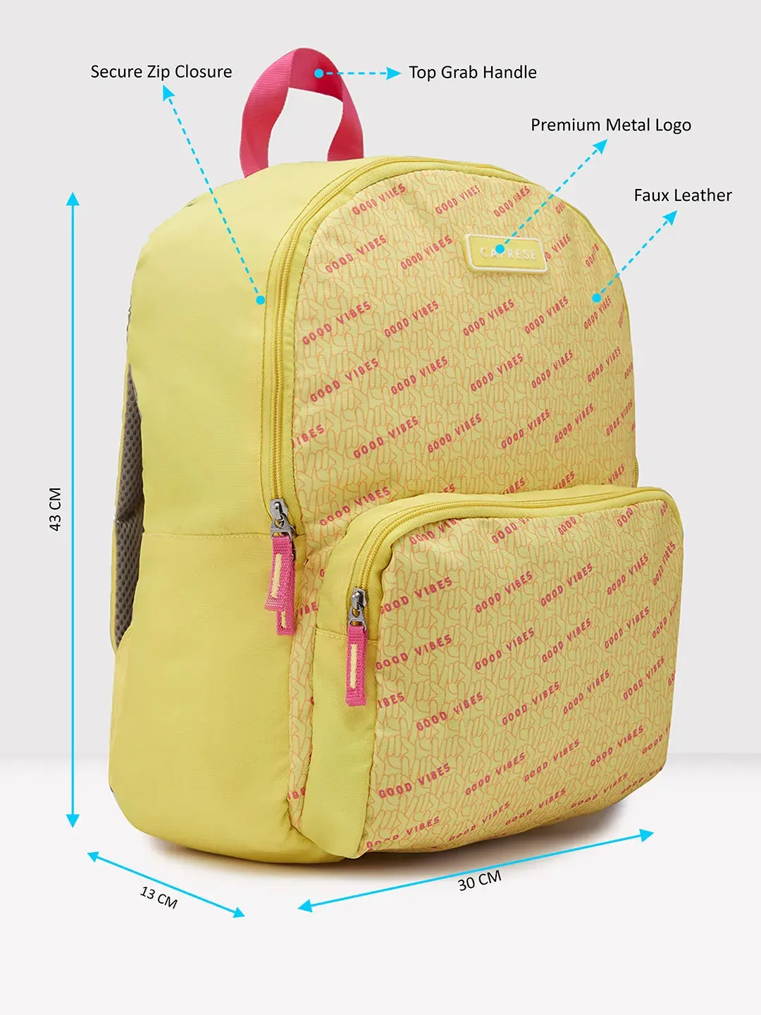 Caprese Zoe Fashion Backpack Large Yellow