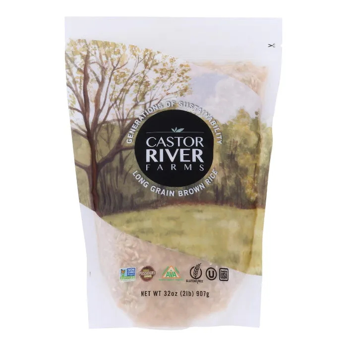 Castor River Farms - Brown Long Grain Rice, 32 Oz (Pack Of 6)