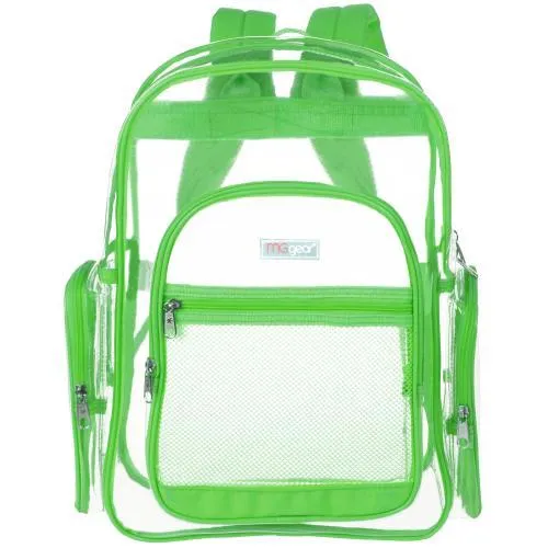 Clear Security Backpack with Florescent Green Trim