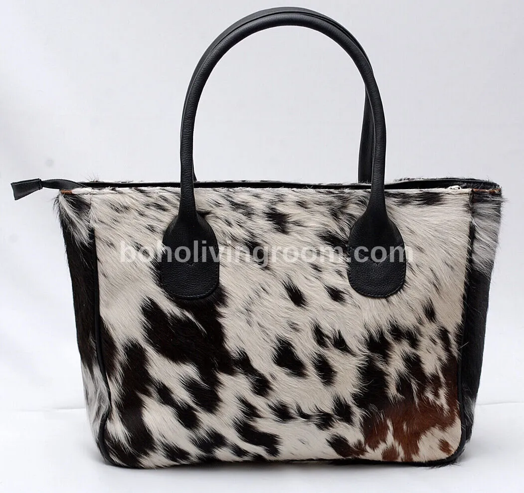 Cowhide fur purse tricolor