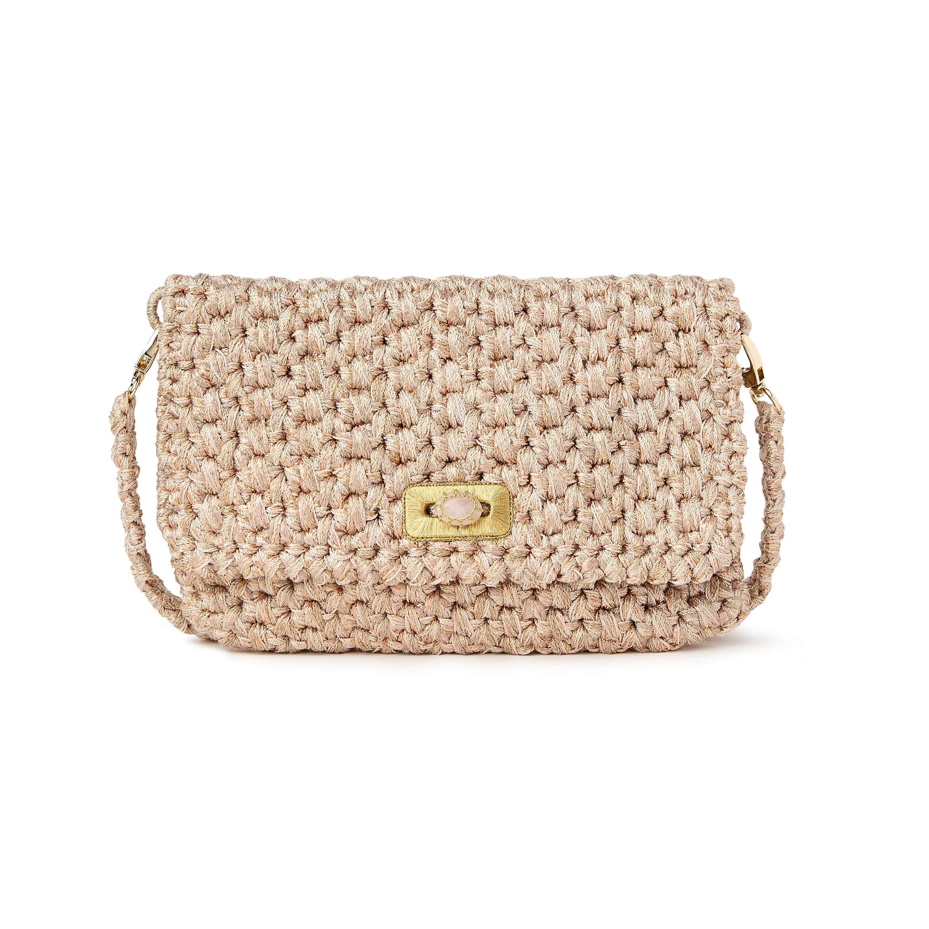 Crosby Crochet Clutch in Beige