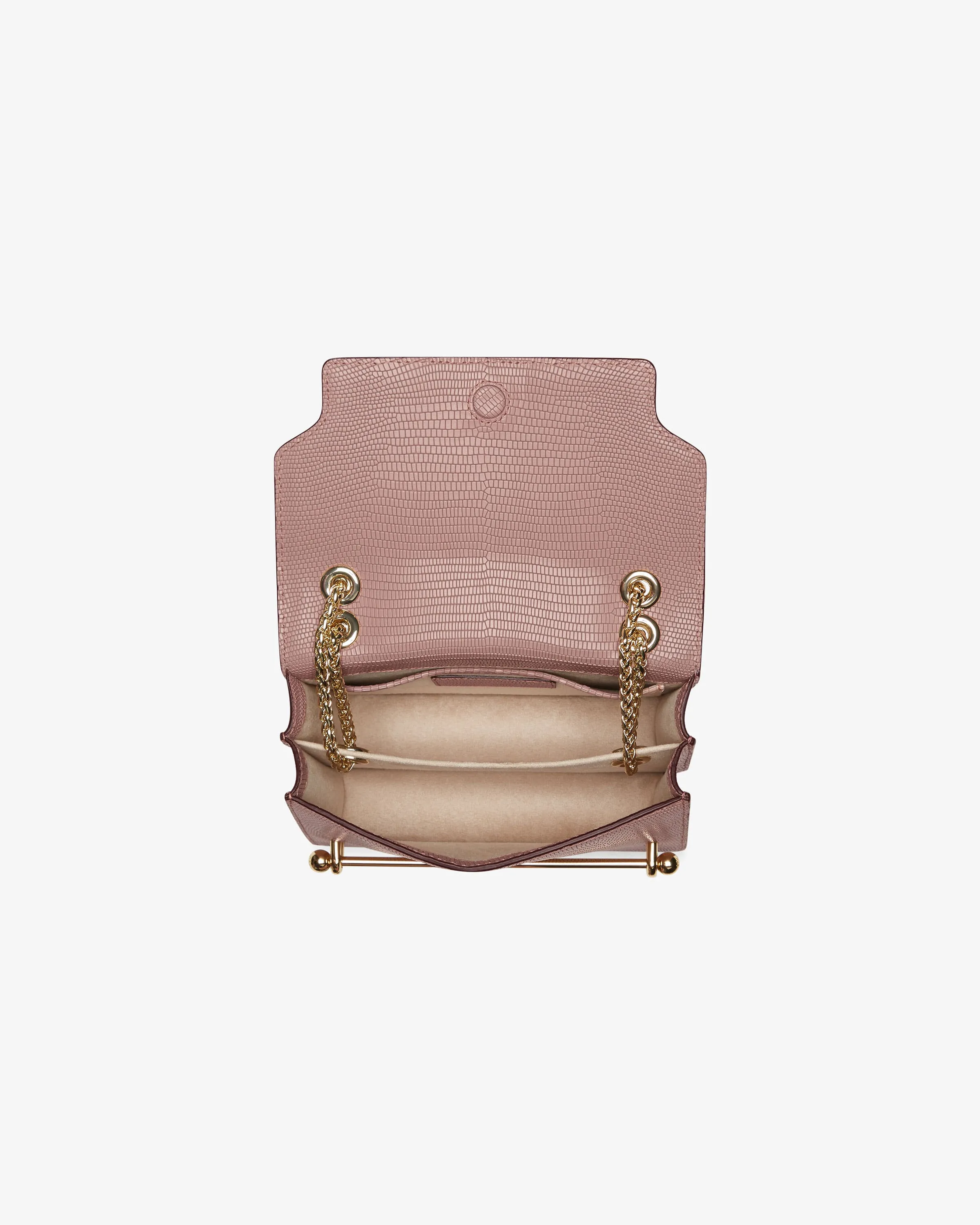 East/West Mini - Lizard-Embossed Leather Blush Rose