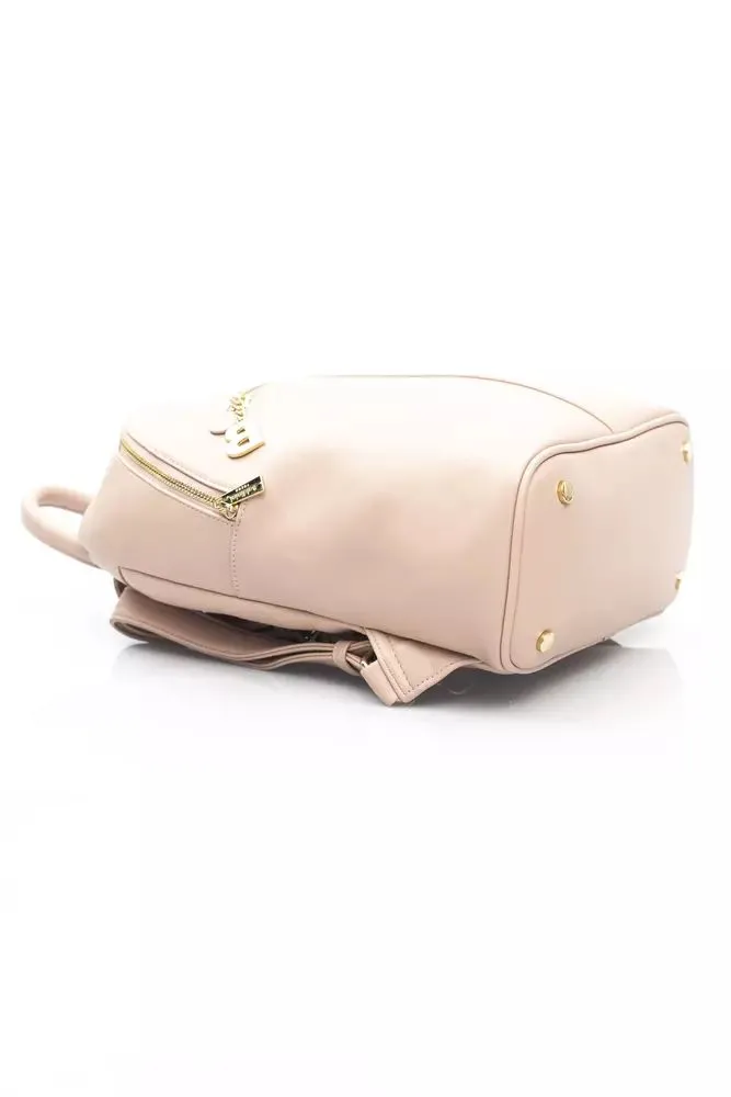 Elegant Golden-Detailed Pink Backpack