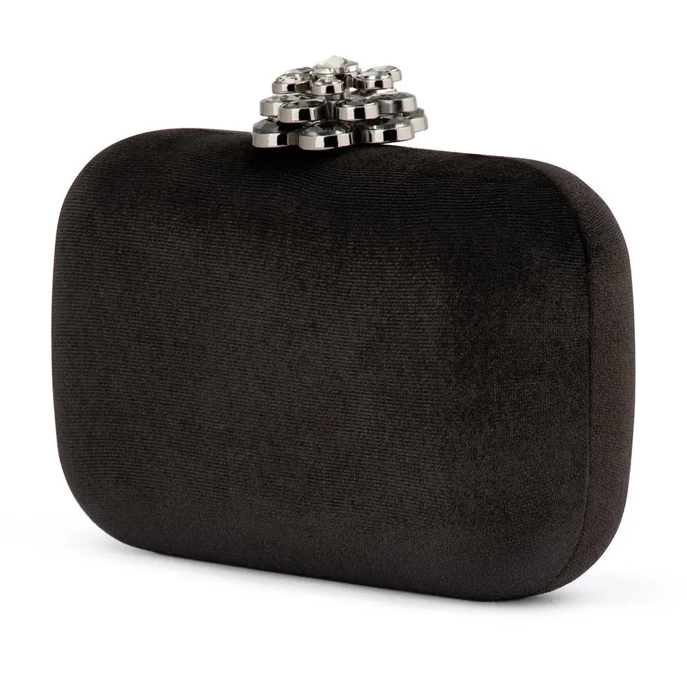 Emilia Velvet Clutch Bag | Black