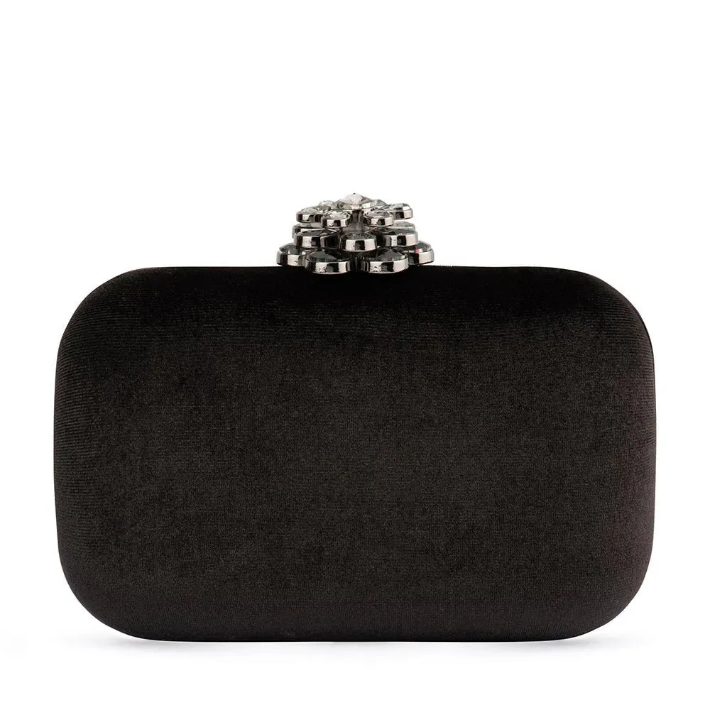 Emilia Velvet Clutch Bag | Black