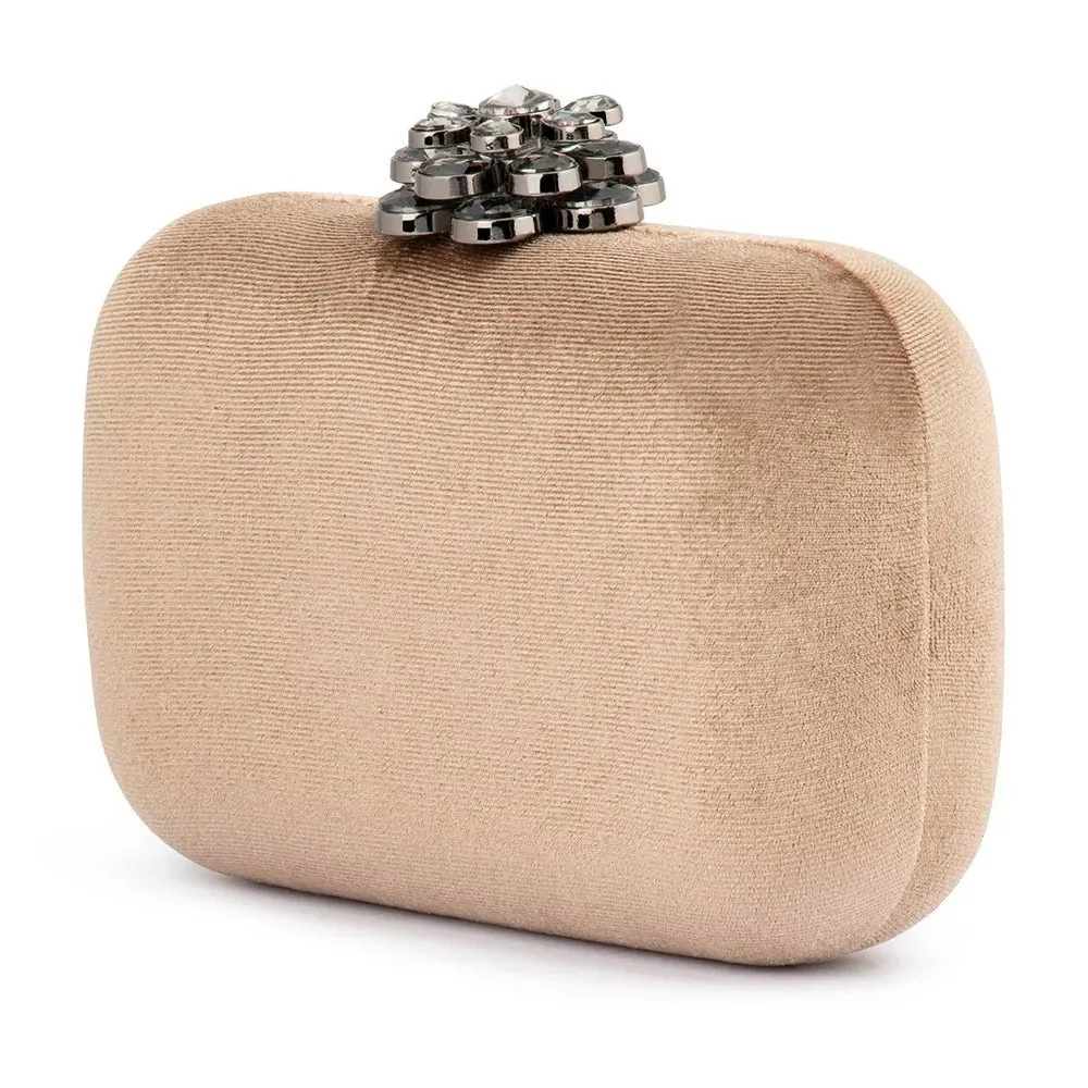 Emilia Velvet Clutch Bag | Mink