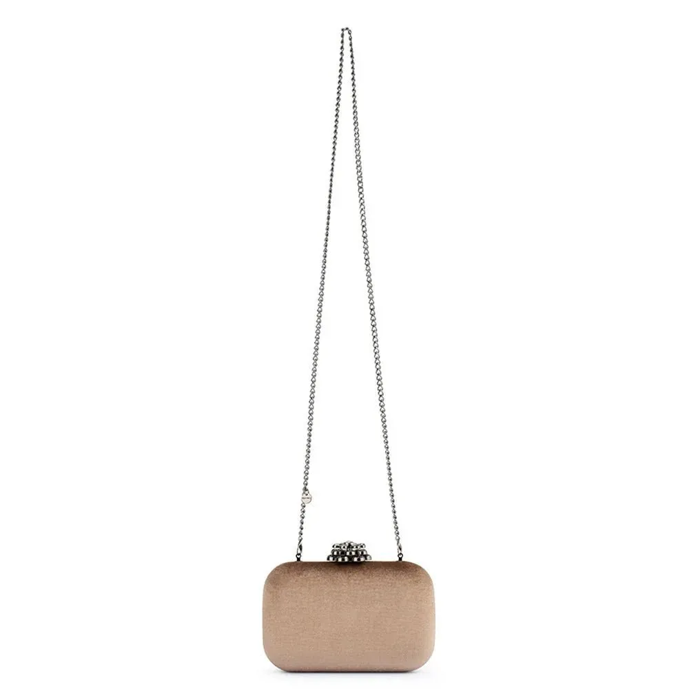 Emilia Velvet Clutch Bag | Mink