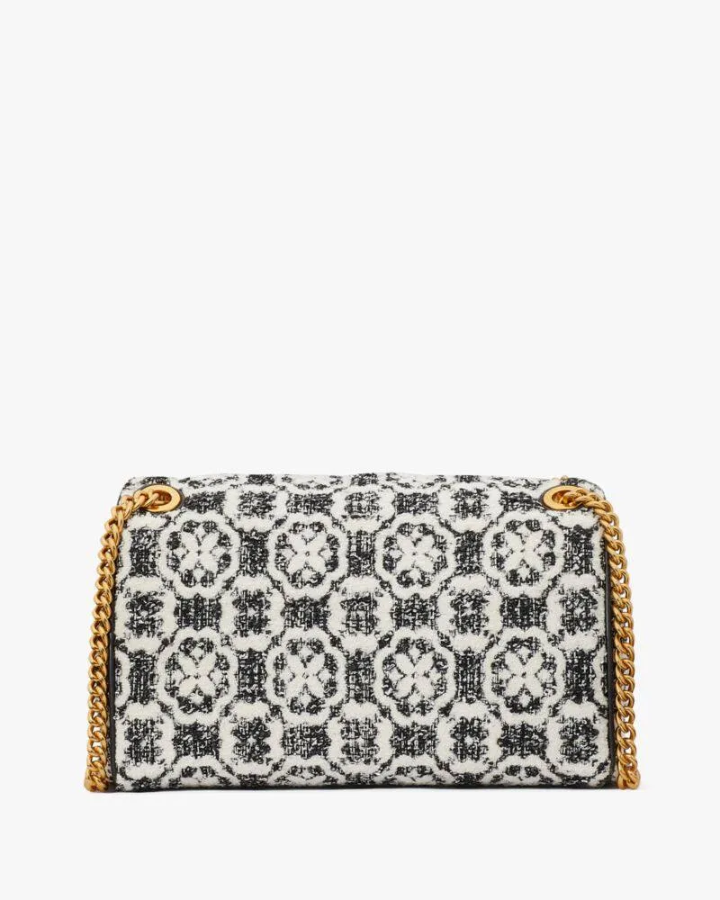 EVELYN SPADE FLOWER MONOGRAM TWEED MEDIUM CONVERTIBLE SHOULDER BAG