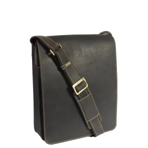 Gents Leather Messenger Shoulder Cross Body News Boy Bag A41 Brown