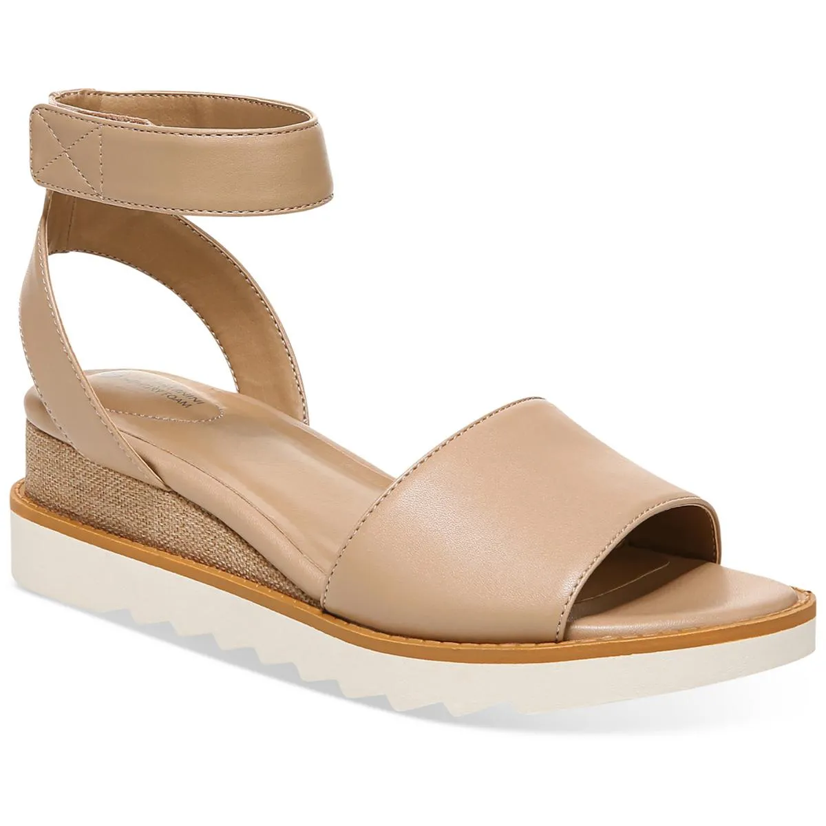 Giani Bernini Womens Constancia Faux Leather Peep-Toe Wedge Sandals
