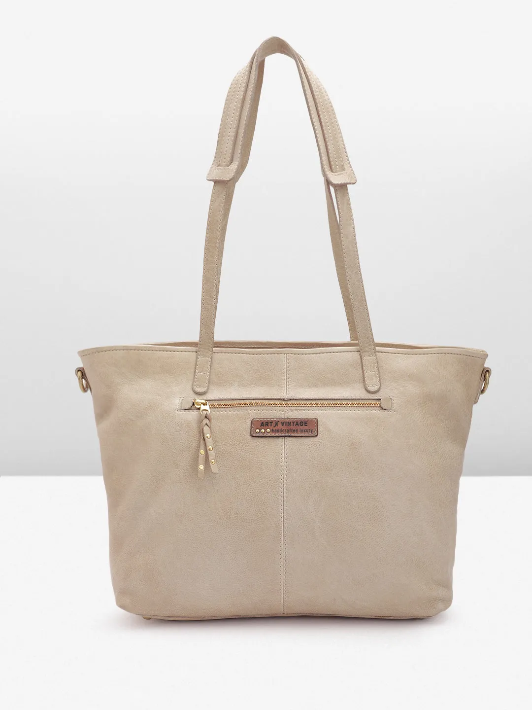 Glory: Elevate Your Look with Our Beige Leather Shoulder Bag By Art N Vintage