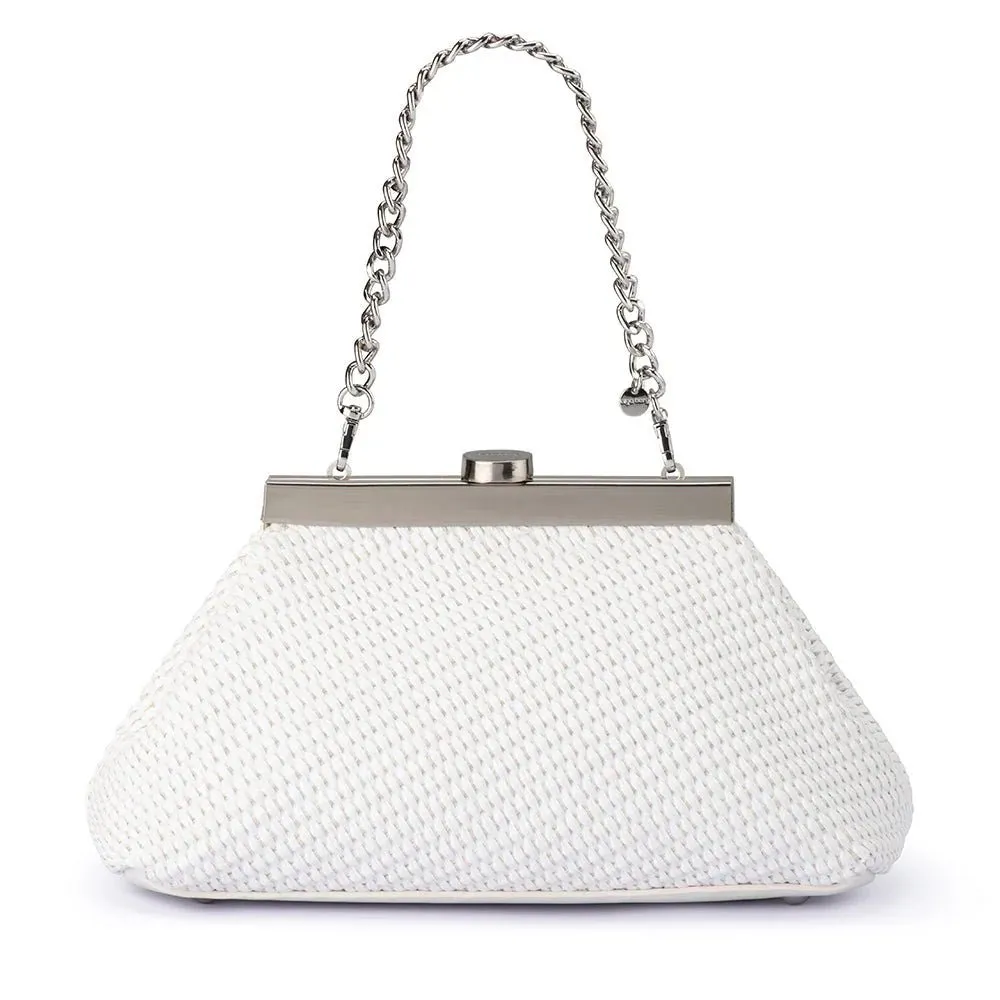 Hanna Woven Straw Clutch Bag | White