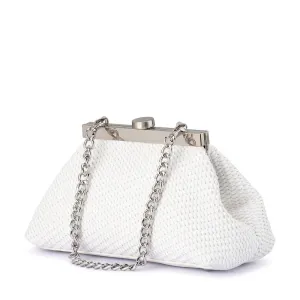 Hanna Woven Straw Clutch Bag | White