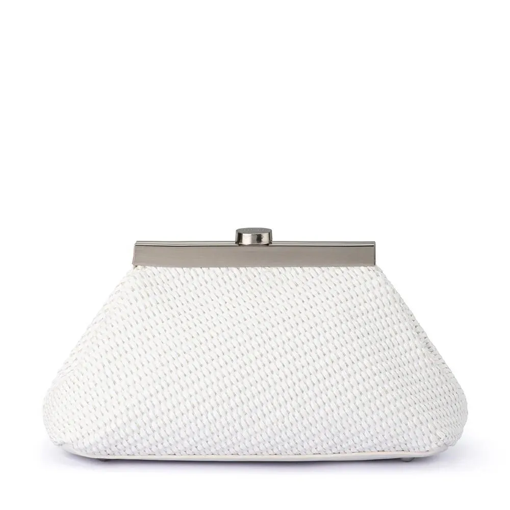 Hanna Woven Straw Clutch Bag | White