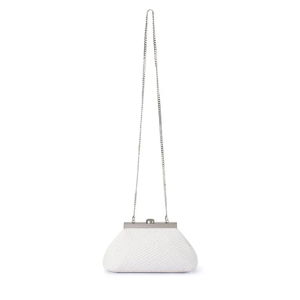 Hanna Woven Straw Clutch Bag | White