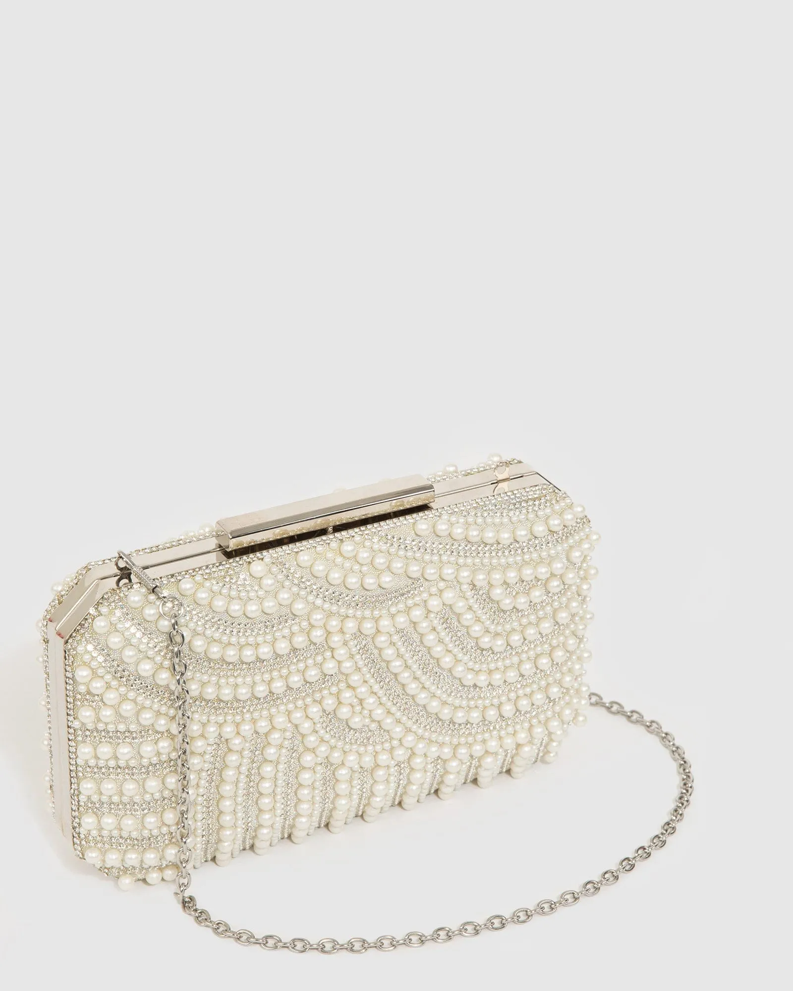Ivory Violet Crystal Clutch Bag