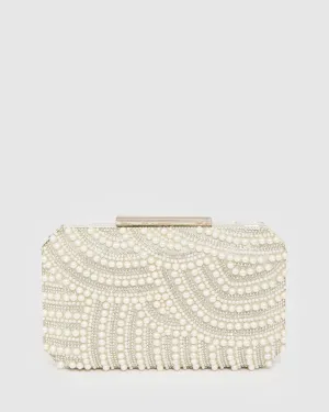 Ivory Violet Crystal Clutch Bag