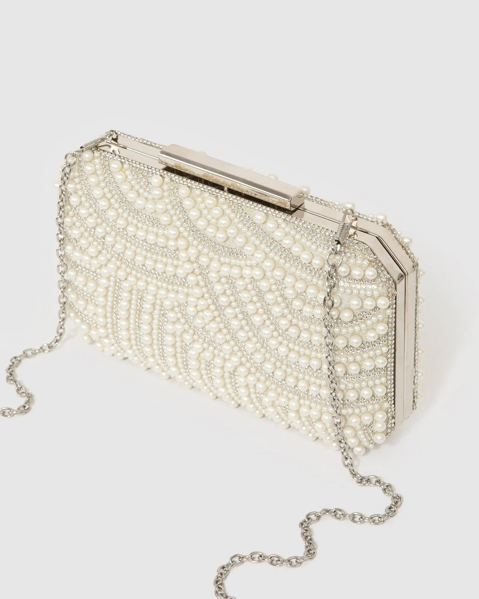 Ivory Violet Crystal Clutch Bag