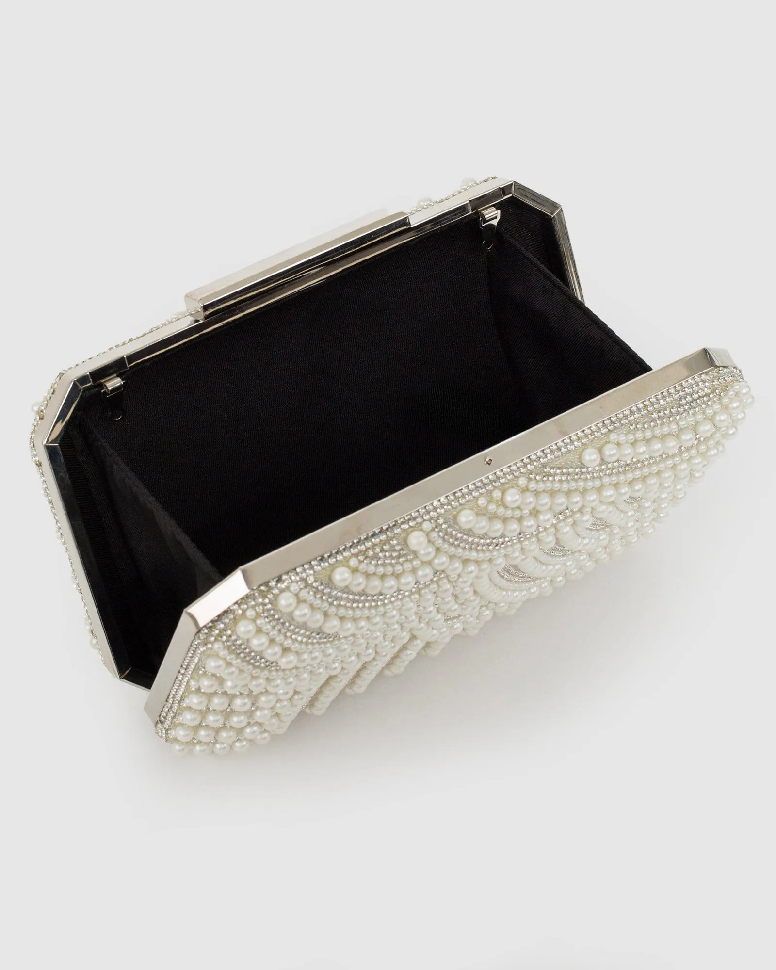Ivory Violet Crystal Clutch Bag