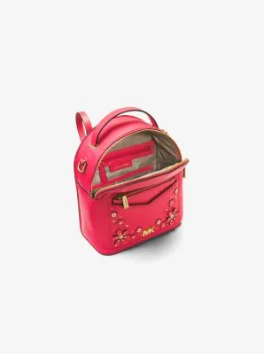 Jessa Small Floral Embellished Pebbled Leather Convertible Backpack