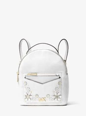 Jessa Small Floral Embellished Pebbled Leather Convertible Backpack