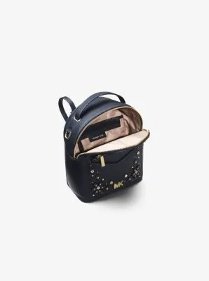 Jessa Small Floral Embellished Pebbled Leather Convertible Backpack