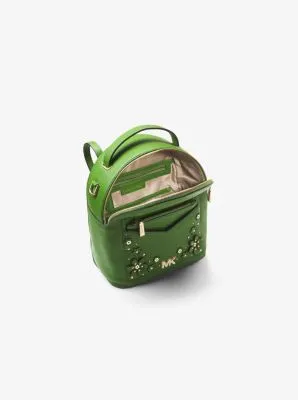 Jessa Small Floral Embellished Pebbled Leather Convertible Backpack