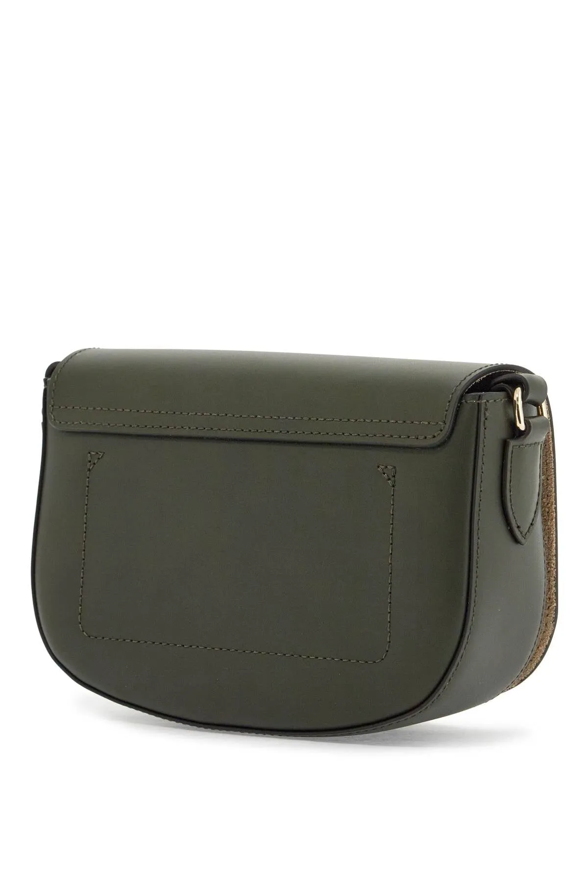 KHAKI LEATHER CROSSBODY BAG EPURE WITH ADJUSTABLE STRAP