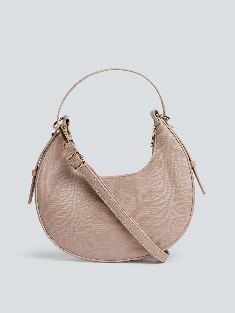 LOV Blush Pink Croc-Textured Ruby Bag
