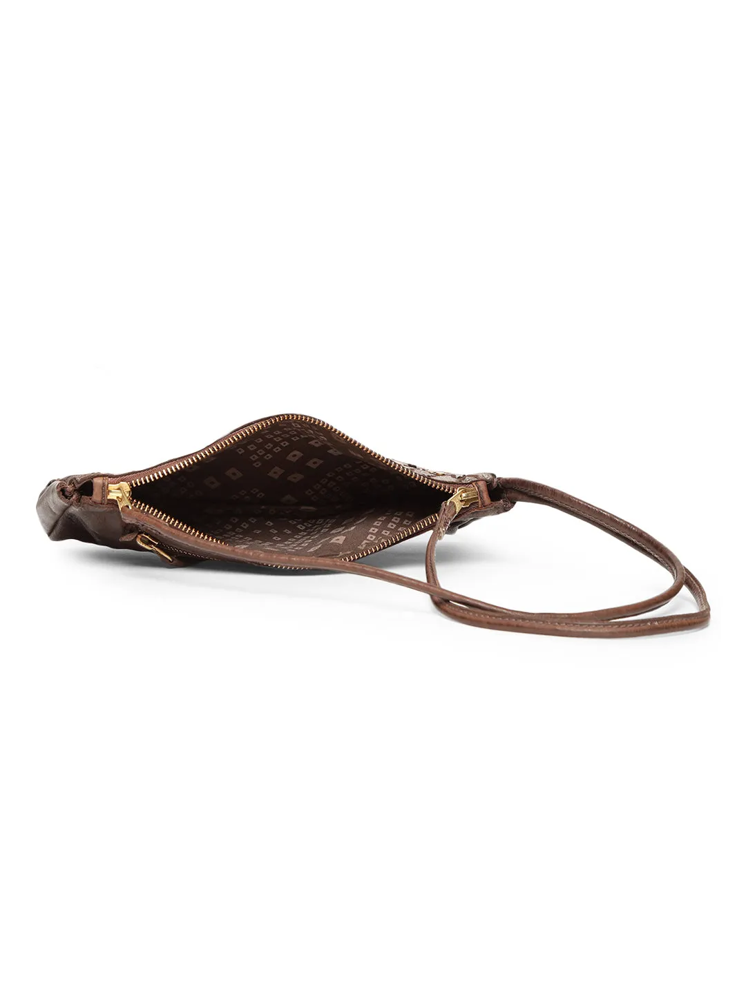 LUMINOSA: Brown Leather clutch Bag By Art N Vintage