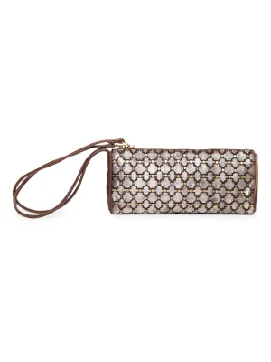 LUMINOSA: Brown Leather clutch Bag By Art N Vintage