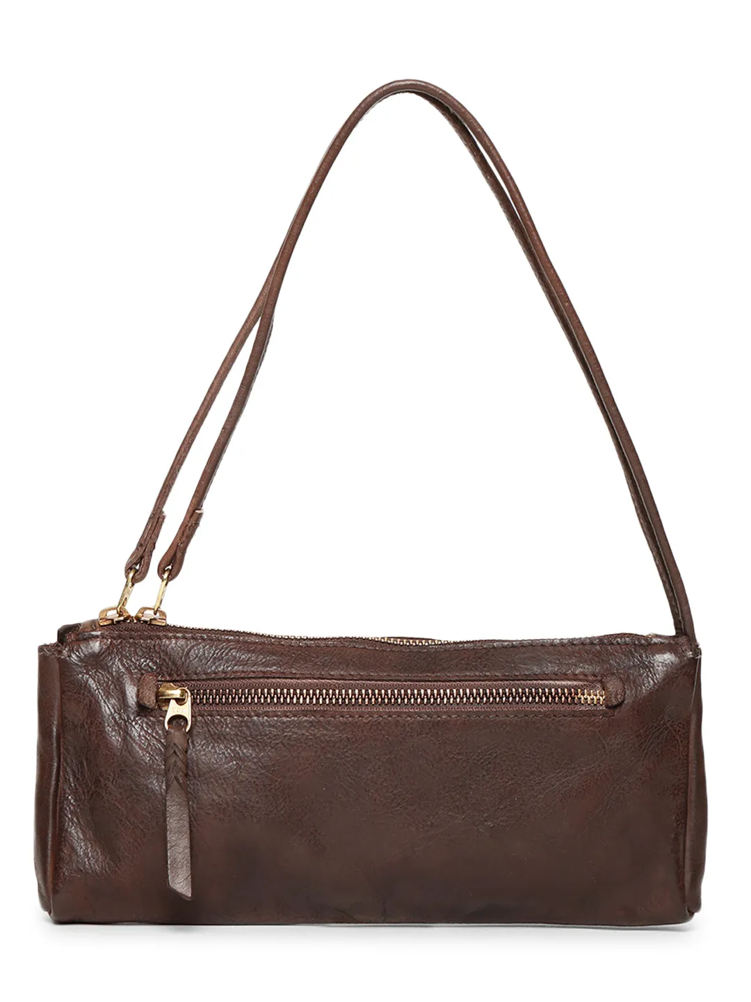 LUMINOSA: Brown Leather clutch Bag By Art N Vintage