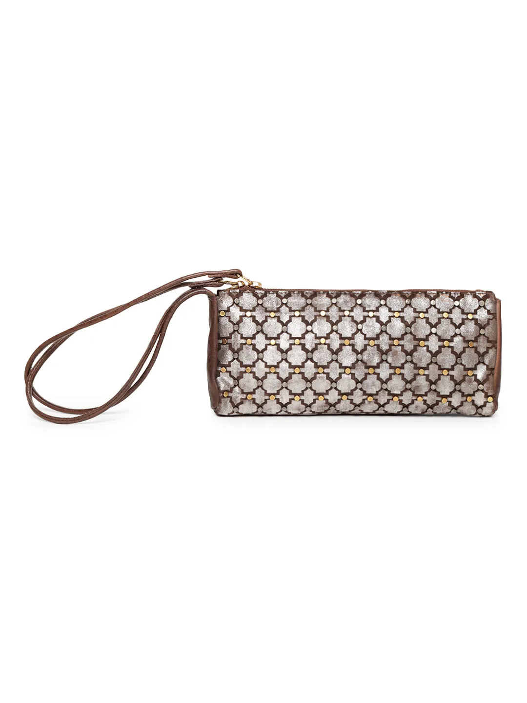 LUMINOSA: Brown Leather clutch Bag By Art N Vintage